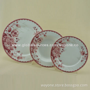 18-piece Ceramic Dinnerware Set, Red Floral Design, Round Shape, Food and Dishwasher Safe